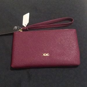 Xoxo burgundy wristlet
